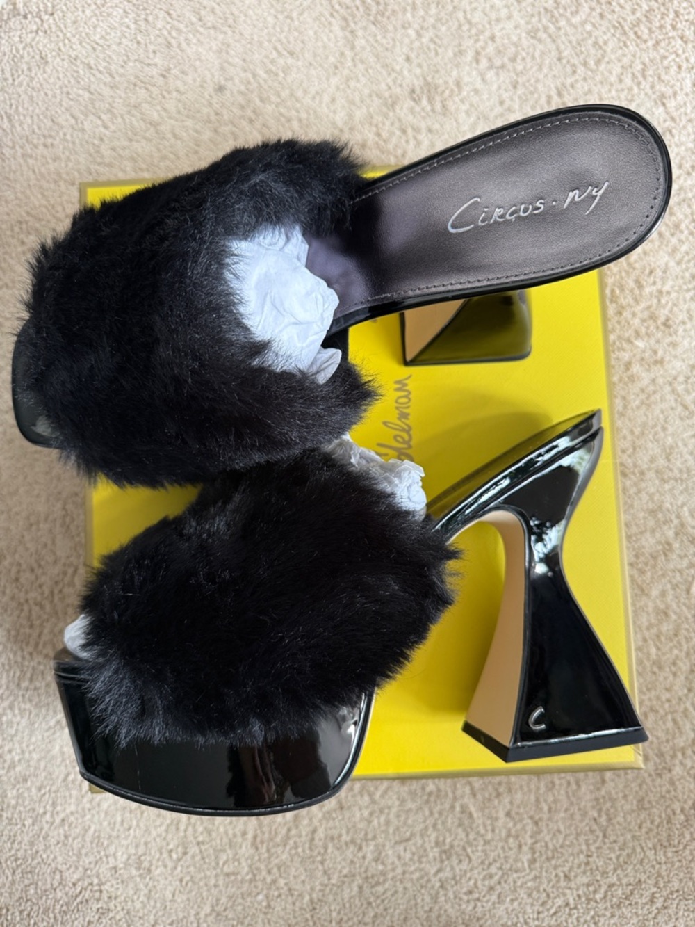 Circus by Sam Edelman Black Faux Fur Platform Mule - Picture 2 of 4